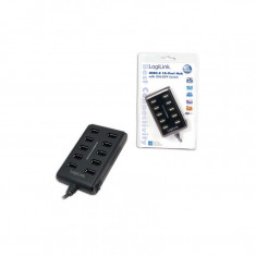 Hub USB 2.0 LogiLink UA0125 , 10x USB 2.0 , Negru foto