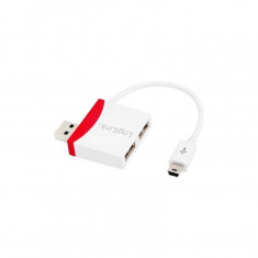 Hub USB 2.0 LogiLink UA0179 , 2x USB 2.0 , Alb foto