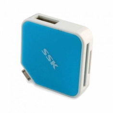 Cititor de carduri SSK USB 2.0 SCRM068 OTG Albastru foto