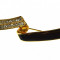 Brosa retro placata aur, decorata email negru cristale, design fulger, vintage