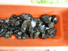Cristal obsidian negru, verde-albastru, 1kg foto
