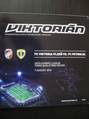 FC Viktoria Plzen - Petrolul Ploiesti (7 august 2014) / program de meci foto