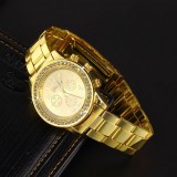 Ceas dama Geneva auriu bratara metalica cadran cu cristale superb cutie cadou
