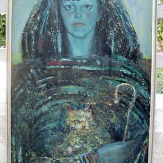 Gabriel Gheorghiu - Portret Adelina tablou ulei pe panza inramat 62x92cm