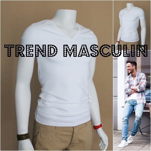 Tricou Barbati Anchior Guler V Alb Tricou Barbati Anchior Guler V Alb