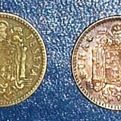 SPANIA - 1 PESETA - LOT 2 MONEDE 1953, 1975