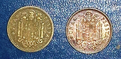 SPANIA - 1 PESETA - LOT 2 MONEDE 1953, 1975 foto