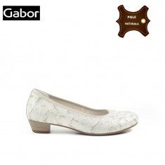 Pantofi dama piele naturala GABOR bej sarpe glitter (Marime: 38) foto
