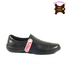 Pantofi barbati piele naturala OTTER negru (Marime: 43) foto