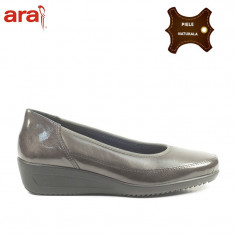 Pantofi dama piele naturala ARA gri lac (Marime: 39) foto