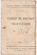 Carnet de abonat Televiziune 1971-1973 foto