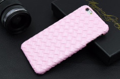 husa piele eco iphone 6 , 6s cu model impletit - roz foto