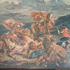 LITOGRAFIE VECHE DUPA DELACROIX VANATOARE DE LEI