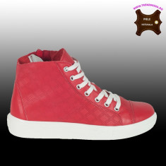 Ghete sneakers piele naturala RAQUEL rosu (Marime: 40) foto