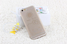 husa silicon hello kitty si sclipici iphone 5 , 5s , SE - gri foto