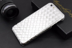 husa piele eco iphone 6 , 6s cu model impletit - argintiu foto