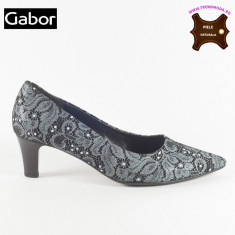 Pantofi dama piele GABOR floral negru (Marime: 36) foto