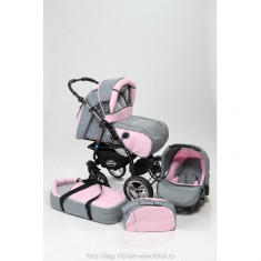 Carucior 3 in 1 Junior Plus Light Grey Pink Baby-Merc foto