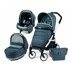 Carucior 3 in 1 Book Plus 51 Black and White Completo SL BlueDenim Peg Perego foto