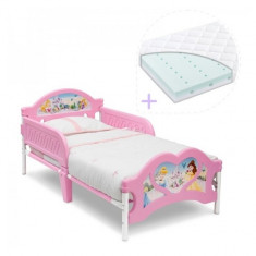 Set pat cu cadru metalic Disney si saltea pentru patut Dreamily 140 x 70 x 10 cm Princess Delta Children foto