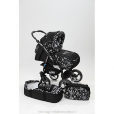 Carucior 2 in 1 Junior Plus Black Flowers Baby-Merc foto