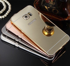 Husa / Bumper aluminiu cu spate oglinda pentru Samsung Galaxy S6 edge foto