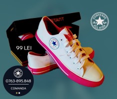Tenisi Converse Constant All Star albi cu talpa roz foto