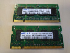 Pachet Memorie RAM Laptop Samsung 512MB 2 buc total 1GB SODIMM DDR2 533 + 667MHz foto