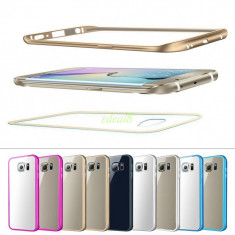 Bumper metalic / husa aluminiu + spate acril transpatent Samsung Galaxy S6 edge foto