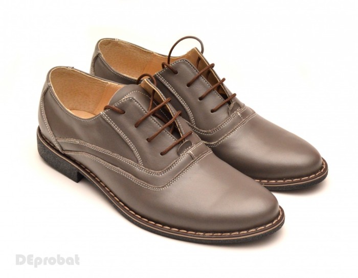 Pantofi barbati piele naturala Gri casual-eleganti cu siret cod P52 - Made in RO foto mare Pantofi barbati piele naturala Gri casual-eleganti cu siret cod P52 - Made in RO foto mare