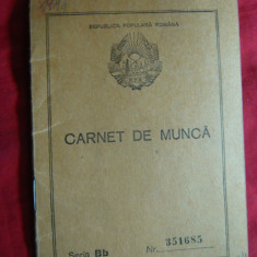 Carnet de Munca cu Stema fara Stea ,RPR ,numerotat ,1950