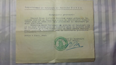 VANATOARE - AUTORIZATIE PROVIZORIE - TINE LOC DE PERMIS DE VANATOARE -SIBIU 1942 foto