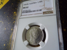 AUSTRIA - 1/4 FLORIN 1859 B MS 62 NGC UNC foto