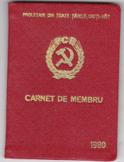 Carnet de Membru ,PCR (Partidul Comunist Roman) , 1980 foto