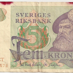 Suedia 5 kronor coroane 1977 U