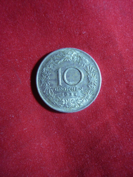 Moneda 10 grossi 1928 Austria , Cu-Ni ,cal.f.buna