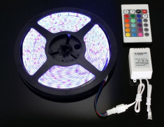 Banda LED RGB Cu Telecomanda Tip 5050 5m cu Dublu Adeziv, Garantie, Factura foto
