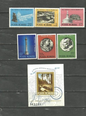 ROMANIA 1975 - OCROTIRE MONUMENTE, LUPOAICA. SERIE, Colita DT si NDT MNH AF28 foto
