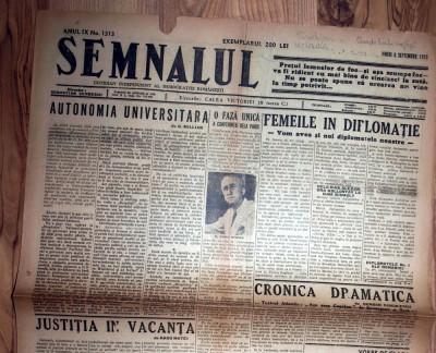 ZIAR VECHI SEMNALUL 6 SEPTEMBRIE 1946 foto