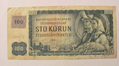 CY - 100 korun coroane 1961 Cehoslovacia / cu timbru foto
