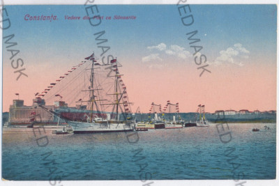 2313 - CONSTANTA, ships, harbor - old postcard - unused foto