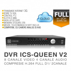 DVR ICS-QUEEN V2, 8 canale video, 4 canale audio, Rezolutie Full D1/ 2 Canale, CLOUD, Vizualizare pe Internet foto