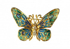 Brosa fluture email culori delicate, design elegant, model vintage, placata aur foto