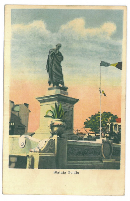 2266 - CONSTANTA, Ovidiu statue - old postcard - unused - 1934