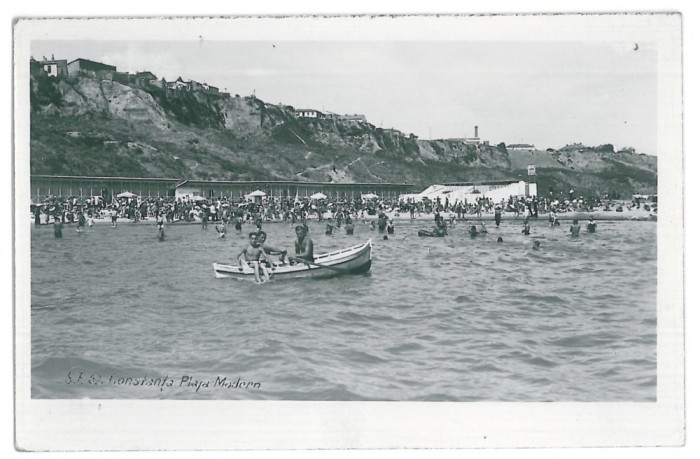 2227 - CONSTANTA, beach - old postcard, real PHOTO - unused
