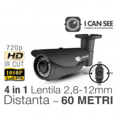 ICSLV-UHD1000, HIBRID 4 in 1, HD 720p, Lentila Varifocala, Night Vision 60M foto