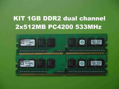 Memorie RAM PC DDR2 1GB KIT (2x512) PC4200 533MHz KINGSTON foto