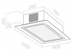 Hota decorativa Elica, ETOILE 60X1000 AP WH/GL/F, 1 Motor, Putere de absorbtie 669 mc/h, 60 x 100 cm, Inox+Sticla foto