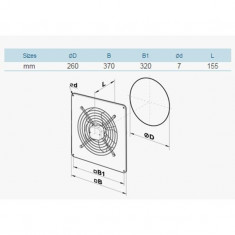 Ventilator Ventsl OV2E250, diametru 250mm, debit 1050 mc/h, Negru foto