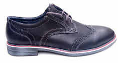 Pantofi barbati casual - eleganti din piele naturala - Oxford Blue 2 foto